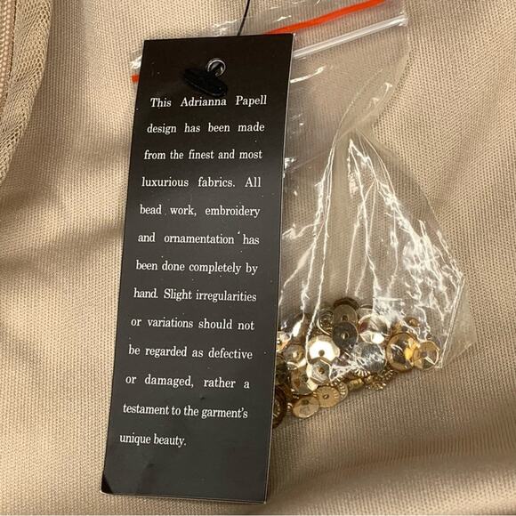 Adrianna Papell NWT Sequence Champagne Gold Sheath Dress Short Sle… - Picture 12 of 12